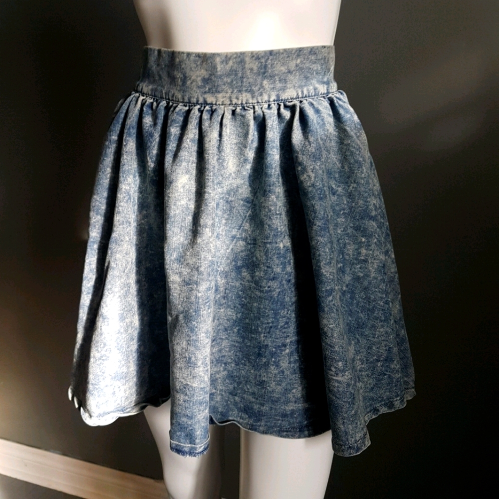 Acid Wash Denim Skirt